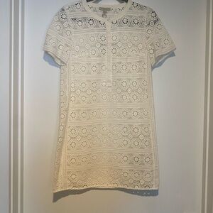 Burberry Brand New Cream Lace Short Sleeve Casual Summer Designer Dress